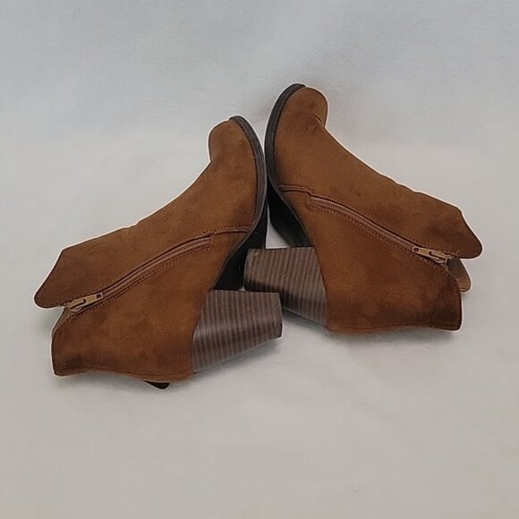 JustFab Brown Ankle Boots Size 8.5 Double Zipper - Picture 5 of 9